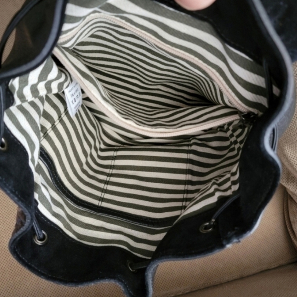 A. Bellucci Italy black leather drawstring backpack - Picture 8 of 13